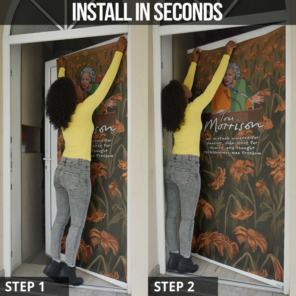 Toni Morrison Door Cover Floral Themed Design Featuring The Bluest Eye Cover Art Thought-Provoking Quote - Wonder Print Shop
