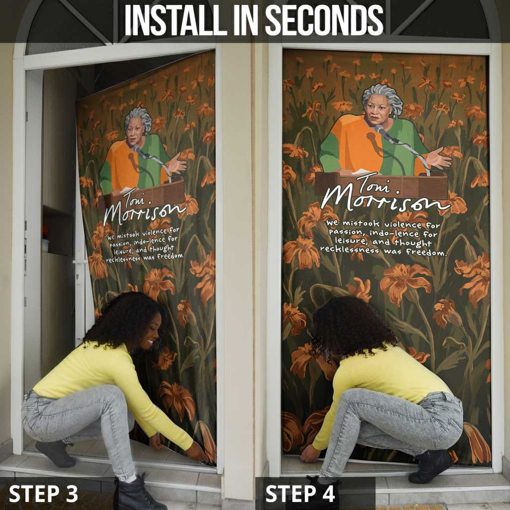 Toni Morrison Door Cover Floral Themed Design Featuring The Bluest Eye Cover Art Thought-Provoking Quote - Wonder Print Shop