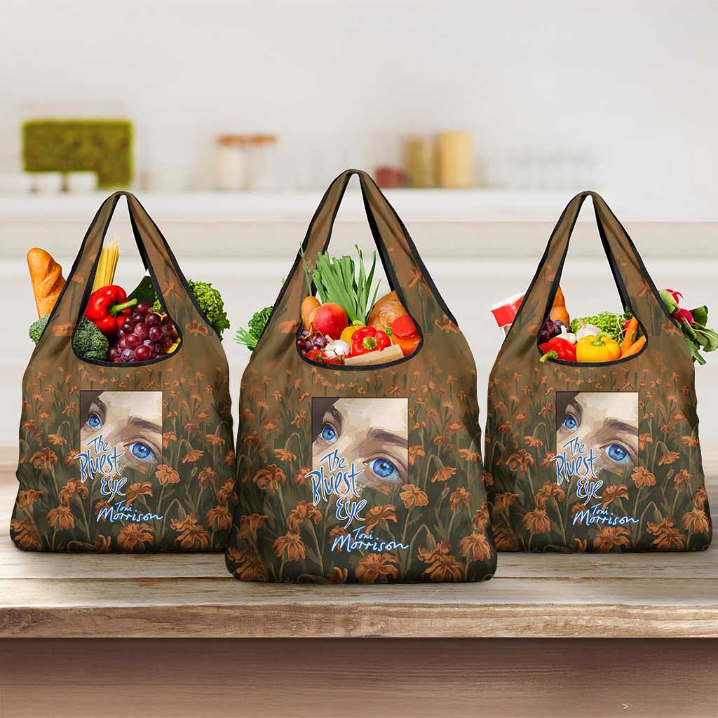 Toni Morrison Grocery Bag Floral Themed Design Featuring The Bluest Eye Cover Art Thought-Provoking Quote - Wonder Print Shop