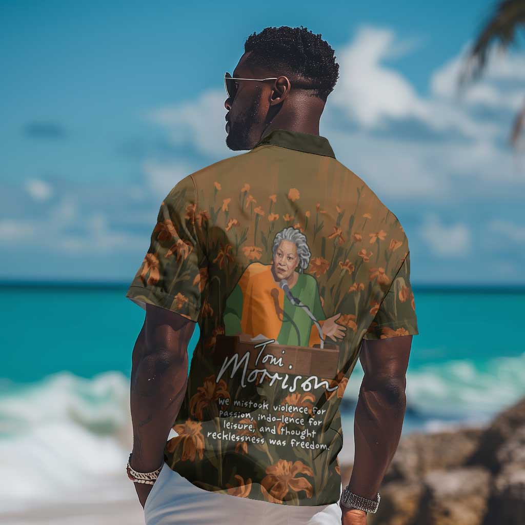 Toni Morrison Hawaiian Shirt Floral Themed Design Featuring The Bluest Eye Cover Art Thought-Provoking Quote - Wonder Print Shop