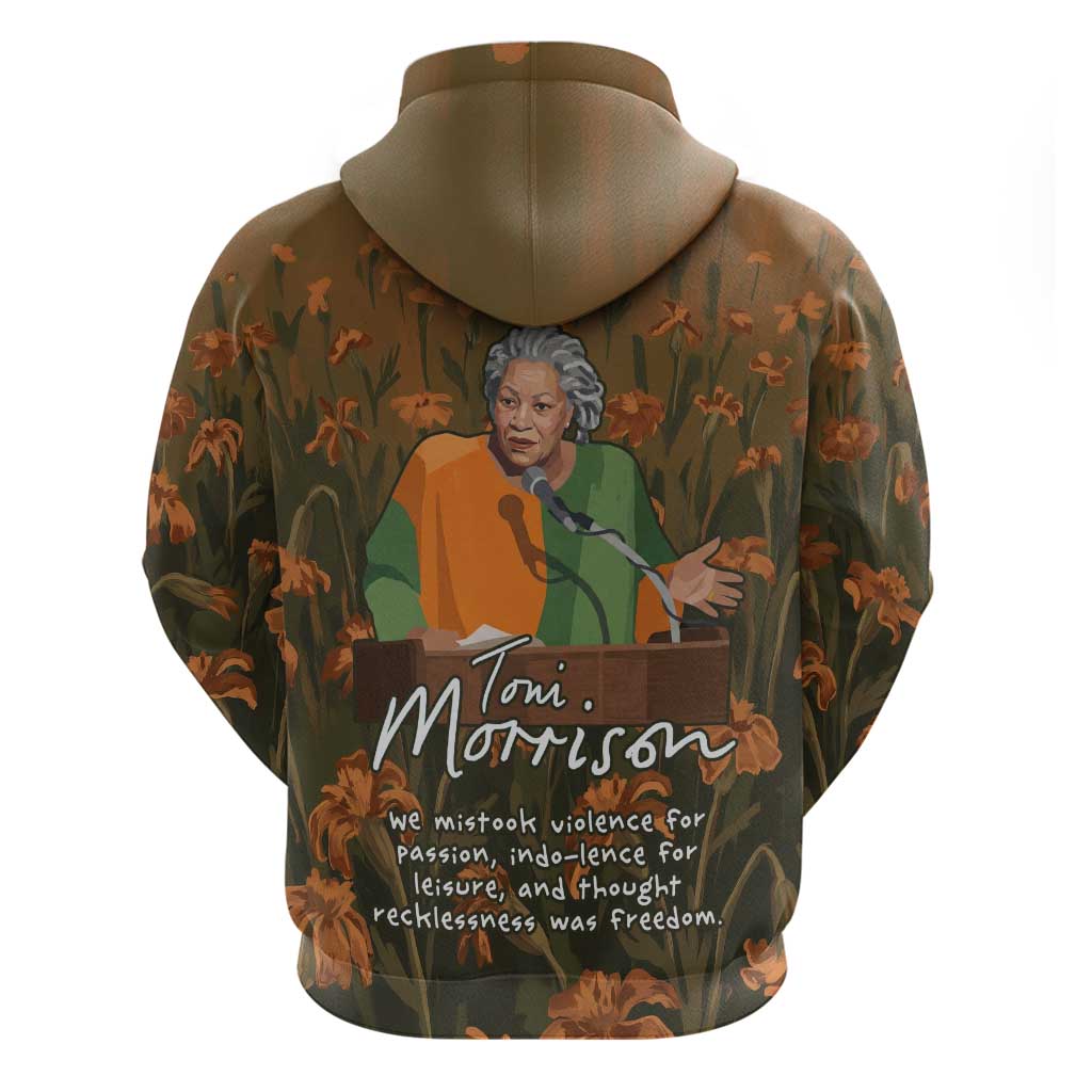 Toni Morrison Hoodie Floral Themed Design Featuring The Bluest Eye Cover Art Thought-Provoking Quote - Wonder Print Shop