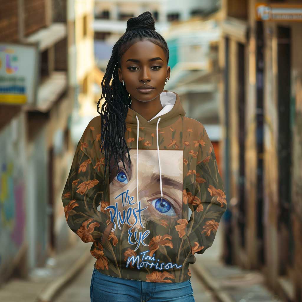 Toni Morrison Hoodie Floral Themed Design Featuring The Bluest Eye Cover Art Thought-Provoking Quote - Wonder Print Shop