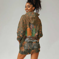 Toni Morrison Hoodie Dress Floral Themed Design Featuring The Bluest Eye Cover Art Thought-Provoking Quote - Wonder Print Shop