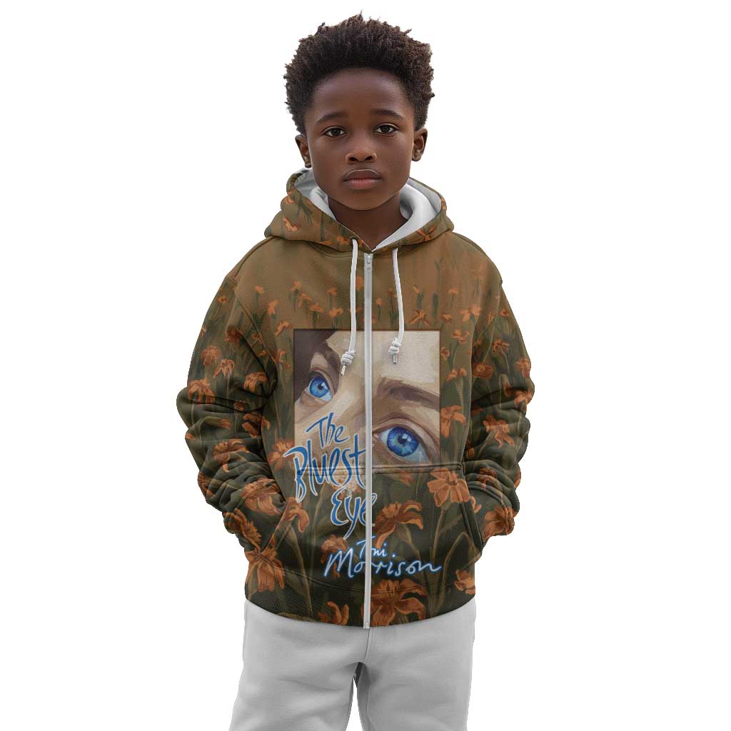Toni Morrison Kid Hoodie Floral Themed Design Featuring The Bluest Eye Cover Art Thought-Provoking Quote - Wonder Print Shop