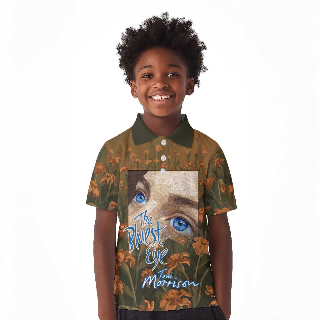 Toni Morrison Kid Polo Shirt Floral Themed Design Featuring The Bluest Eye Cover Art Thought-Provoking Quote - Wonder Print Shop