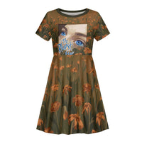 Toni Morrison Kid Short Sleeve Dress Floral Themed Design Featuring The Bluest Eye Cover Art Thought-Provoking Quote - Wonder Print Shop