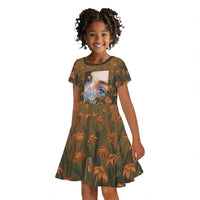 Toni Morrison Kid Short Sleeve Dress Floral Themed Design Featuring The Bluest Eye Cover Art Thought-Provoking Quote - Wonder Print Shop