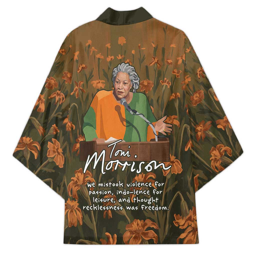 Toni Morrison Kimono Floral Themed Design Featuring The Bluest Eye Cover Art Thought-Provoking Quote - Wonder Print Shop