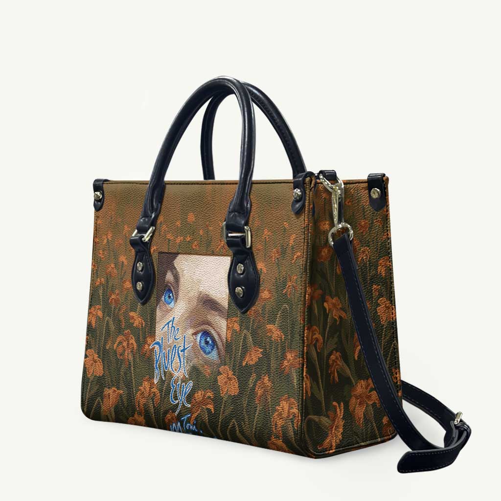 Toni Morrison Leather Bag Floral Themed Design Featuring The Bluest Eye Cover Art Thought-Provoking Quote - Wonder Print Shop