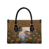Toni Morrison Leather Bag Floral Themed Design Featuring The Bluest Eye Cover Art Thought-Provoking Quote - Wonder Print Shop