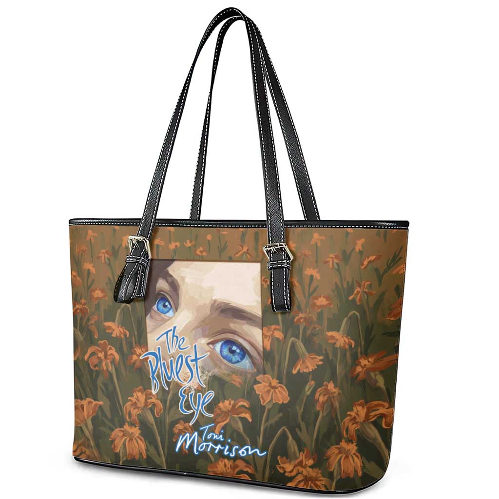 Toni Morrison Leather Tote Bag Floral Themed Design Featuring The Bluest Eye Cover Art Thought-Provoking Quote - Wonder Print Shop