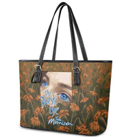 Toni Morrison Leather Tote Bag Floral Themed Design Featuring The Bluest Eye Cover Art Thought-Provoking Quote - Wonder Print Shop