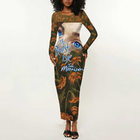 Toni Morrison Long Sleeve Bodycon Dress Floral Themed Design Featuring The Bluest Eye Cover Art Thought-Provoking Quote - Wonder Print Shop
