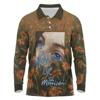 Toni Morrison Long Sleeve Polo Shirt Floral Themed Design Featuring The Bluest Eye Cover Art Thought-Provoking Quote - Wonder Print Shop