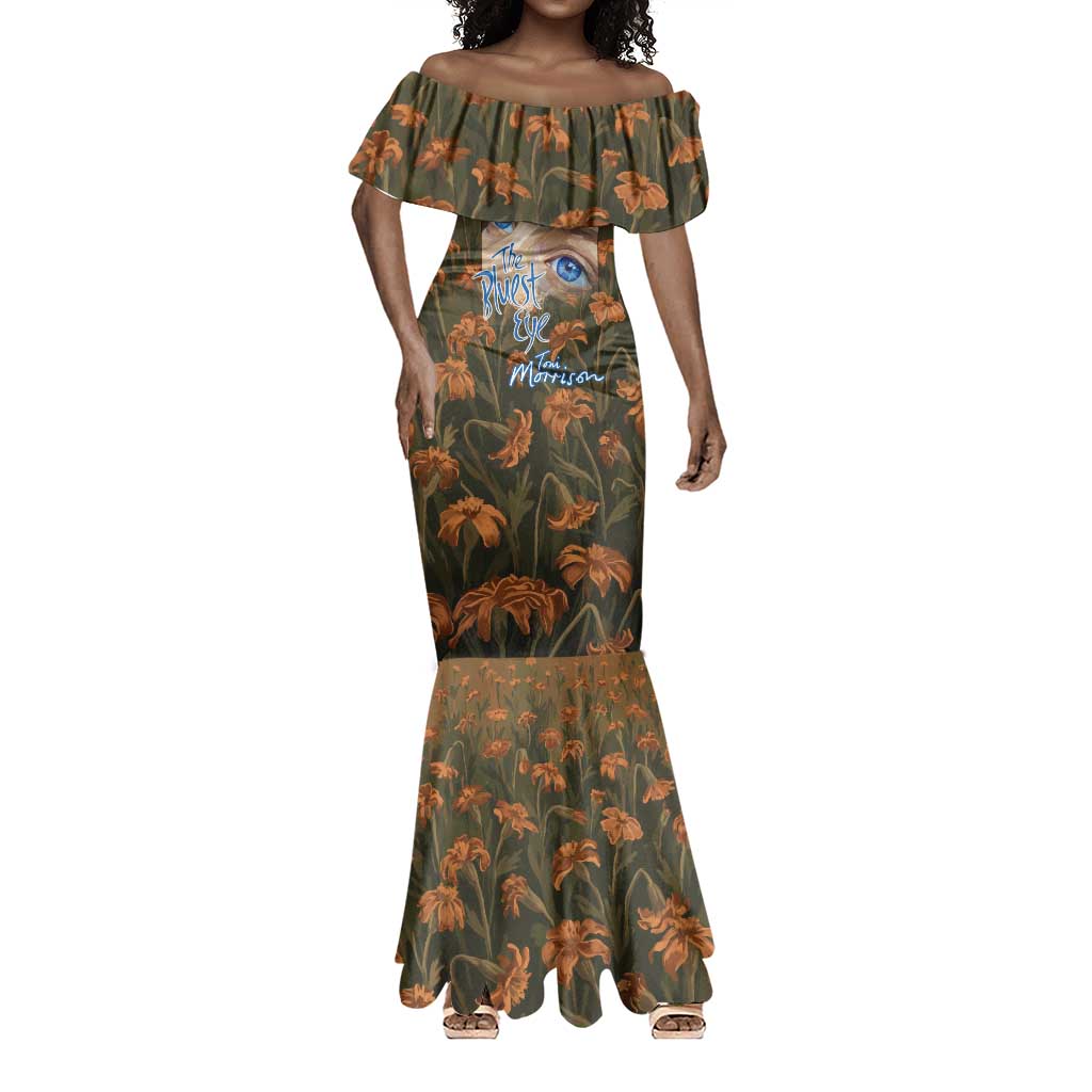 Toni Morrison Mermaid Dress Floral Themed Design Featuring The Bluest Eye Cover Art Thought-Provoking Quote - Wonder Print Shop
