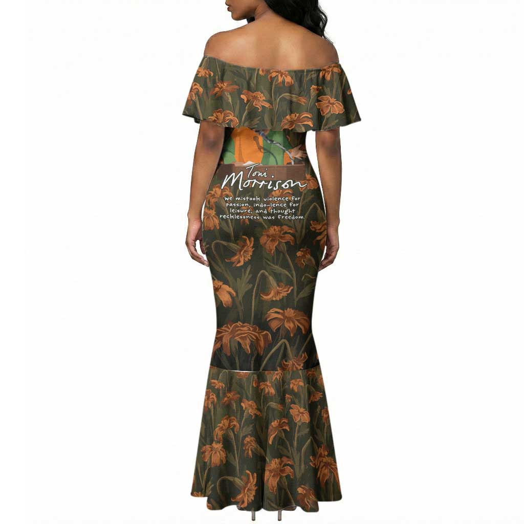 Toni Morrison Mermaid Dress Floral Themed Design Featuring The Bluest Eye Cover Art Thought-Provoking Quote - Wonder Print Shop