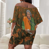 Toni Morrison Off Shoulder Short Dress Floral Themed Design Featuring The Bluest Eye Cover Art Thought-Provoking Quote - Wonder Print Shop