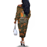 Toni Morrison Off The Shoulder Long Sleeve Dress Floral Themed Design Featuring The Bluest Eye Cover Art Thought-Provoking Quote - Wonder Print Shop