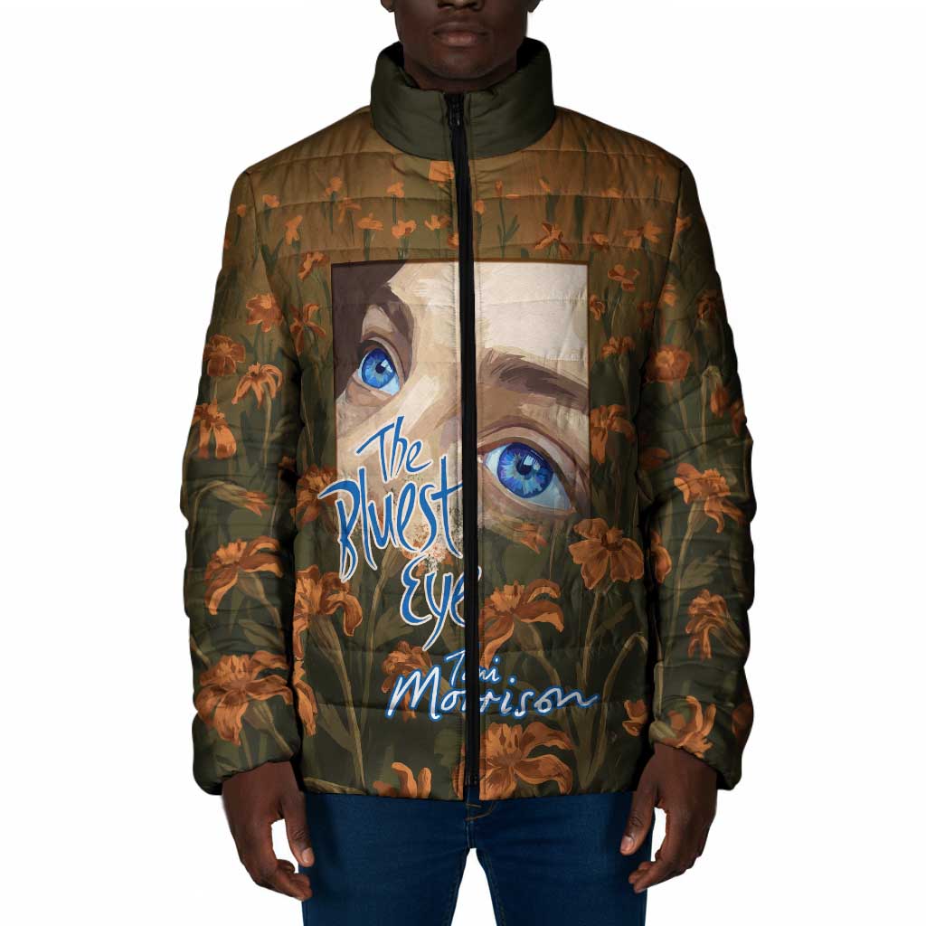 Toni Morrison Padded Jacket Floral Themed Design Featuring The Bluest Eye Cover Art Thought-Provoking Quote - Wonder Print Shop
