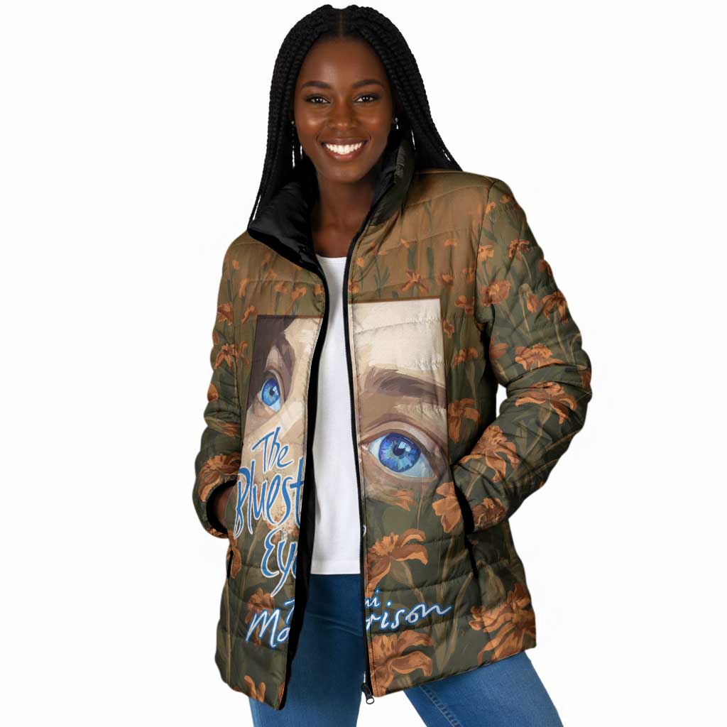 Toni Morrison Padded Jacket Floral Themed Design Featuring The Bluest Eye Cover Art Thought-Provoking Quote - Wonder Print Shop