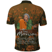 Toni Morrison Polo Shirt Floral Themed Design Featuring The Bluest Eye Cover Art Thought-Provoking Quote - Wonder Print Shop