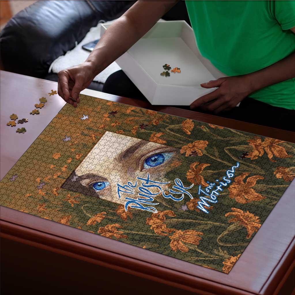 Toni Morrison Puzzle Floral Themed Design Featuring The Bluest Eye Cover Art Thought-Provoking Quote - Wonder Print Shop