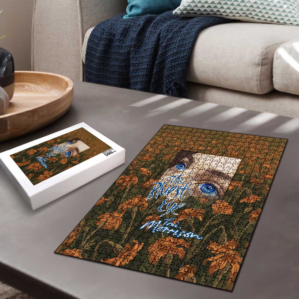 Toni Morrison Puzzle Floral Themed Design Featuring The Bluest Eye Cover Art Thought-Provoking Quote - Wonder Print Shop