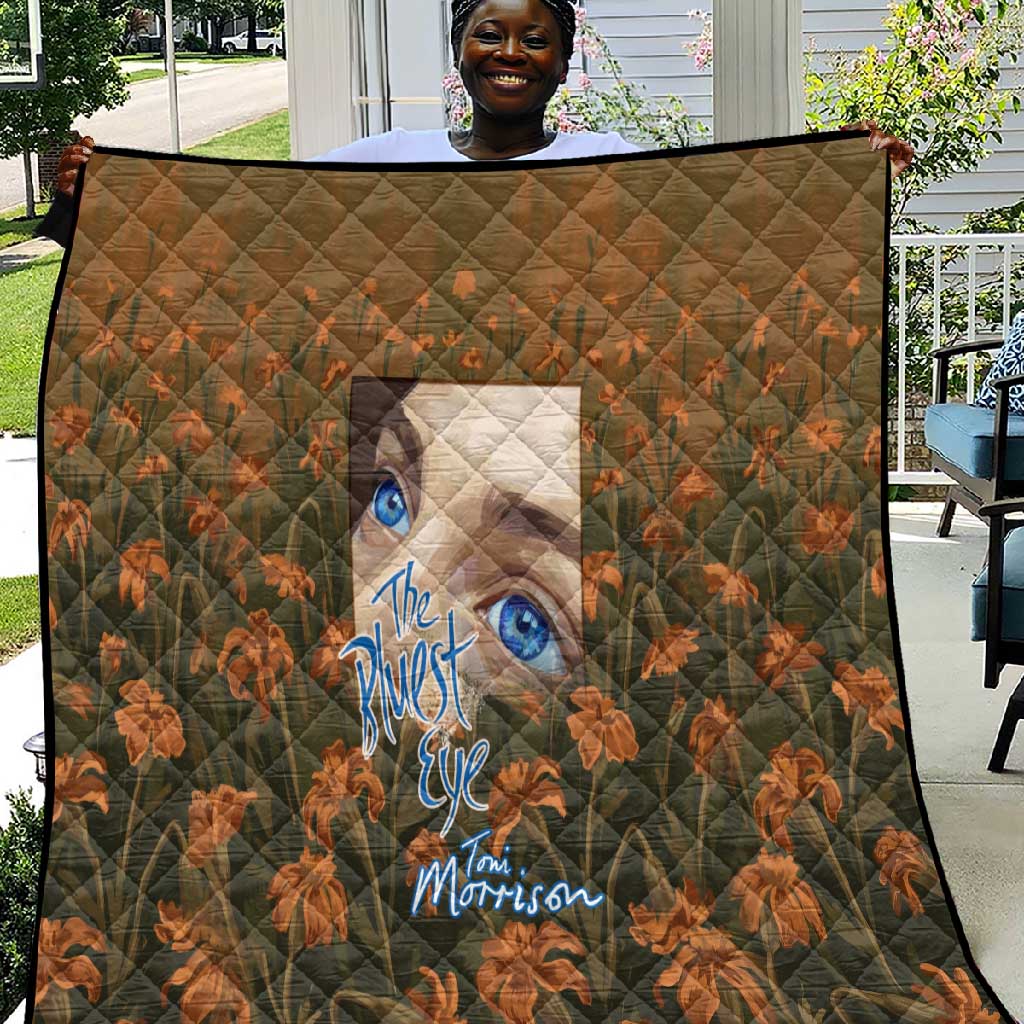 Toni Morrison Quilt Floral Themed Design Featuring The Bluest Eye Cover Art Thought-Provoking Quote - Wonder Print Shop