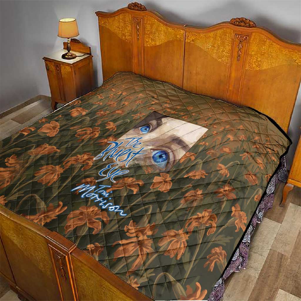 Toni Morrison Quilt Floral Themed Design Featuring The Bluest Eye Cover Art Thought-Provoking Quote - Wonder Print Shop
