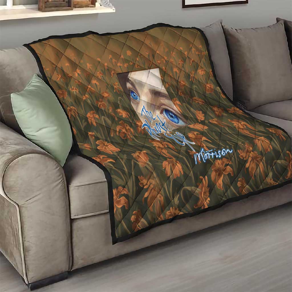 Toni Morrison Quilt Floral Themed Design Featuring The Bluest Eye Cover Art Thought-Provoking Quote - Wonder Print Shop
