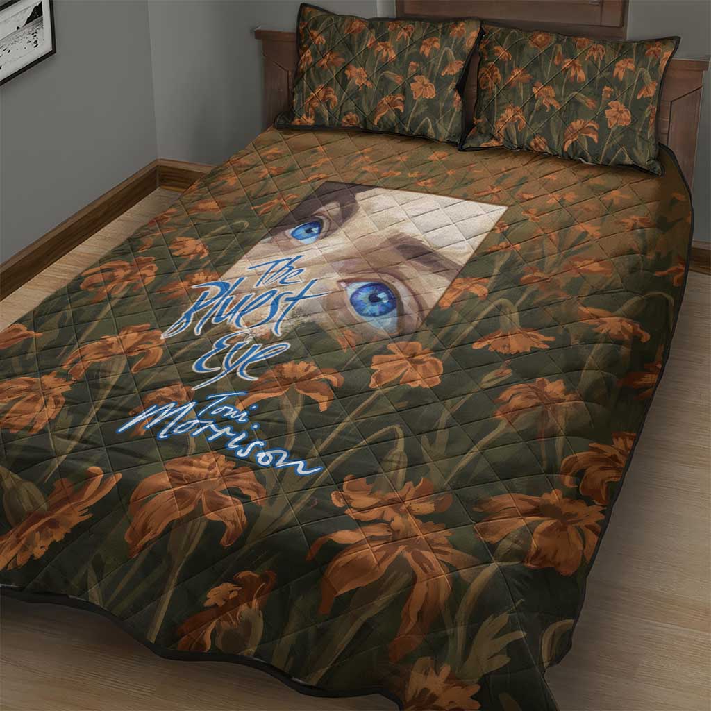Toni Morrison Quilt Bed Set Floral Themed Design Featuring The Bluest Eye Cover Art Thought-Provoking Quote - Wonder Print Shop