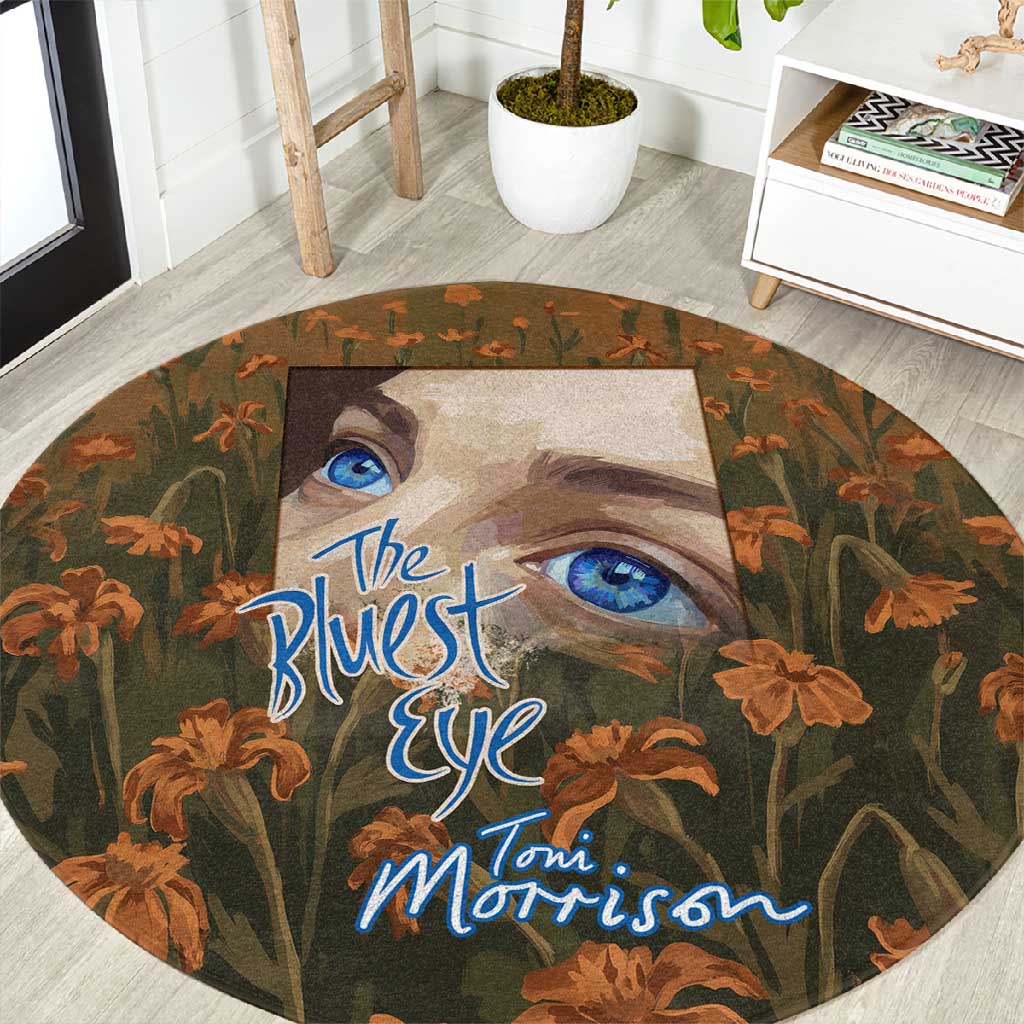 Toni Morrison Round Carpet Floral Themed Design Featuring The Bluest Eye Cover Art Thought-Provoking Quote - Wonder Print Shop