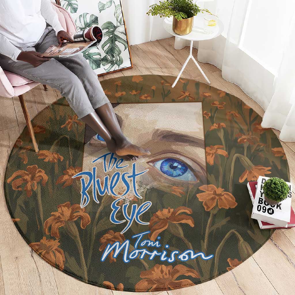 Toni Morrison Round Carpet Floral Themed Design Featuring The Bluest Eye Cover Art Thought-Provoking Quote - Wonder Print Shop