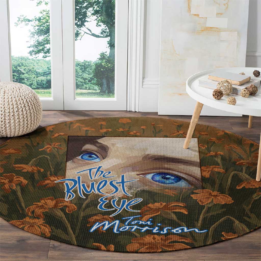 Toni Morrison Round Carpet Floral Themed Design Featuring The Bluest Eye Cover Art Thought-Provoking Quote - Wonder Print Shop