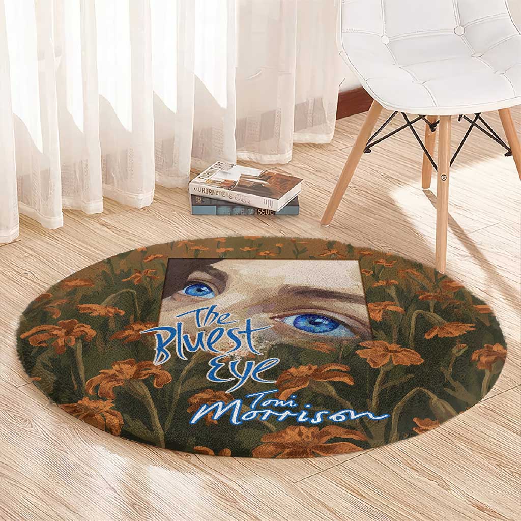 Toni Morrison Round Carpet Floral Themed Design Featuring The Bluest Eye Cover Art Thought-Provoking Quote - Wonder Print Shop