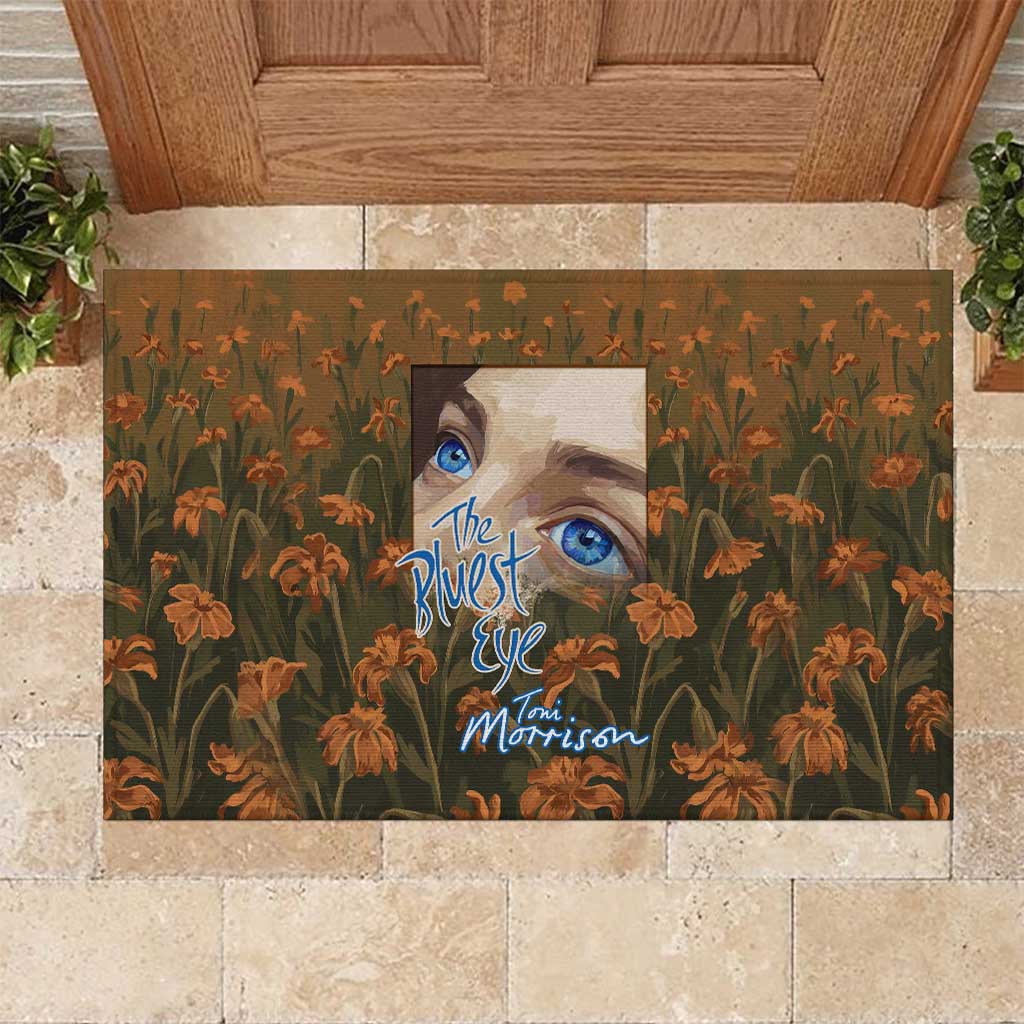 Toni Morrison Rubber Doormat Floral Themed Design Featuring The Bluest Eye Cover Art Thought-Provoking Quote - Wonder Print Shop