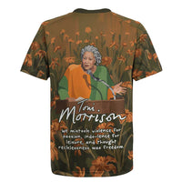 Toni Morrison Rugby Jersey Floral Themed Design Featuring The Bluest Eye Cover Art Thought-Provoking Quote - Wonder Print Shop