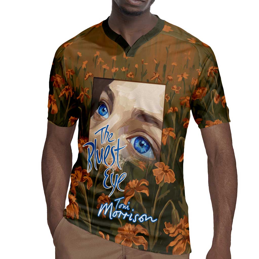 Toni Morrison Rugby Jersey Floral Themed Design Featuring The Bluest Eye Cover Art Thought-Provoking Quote - Wonder Print Shop