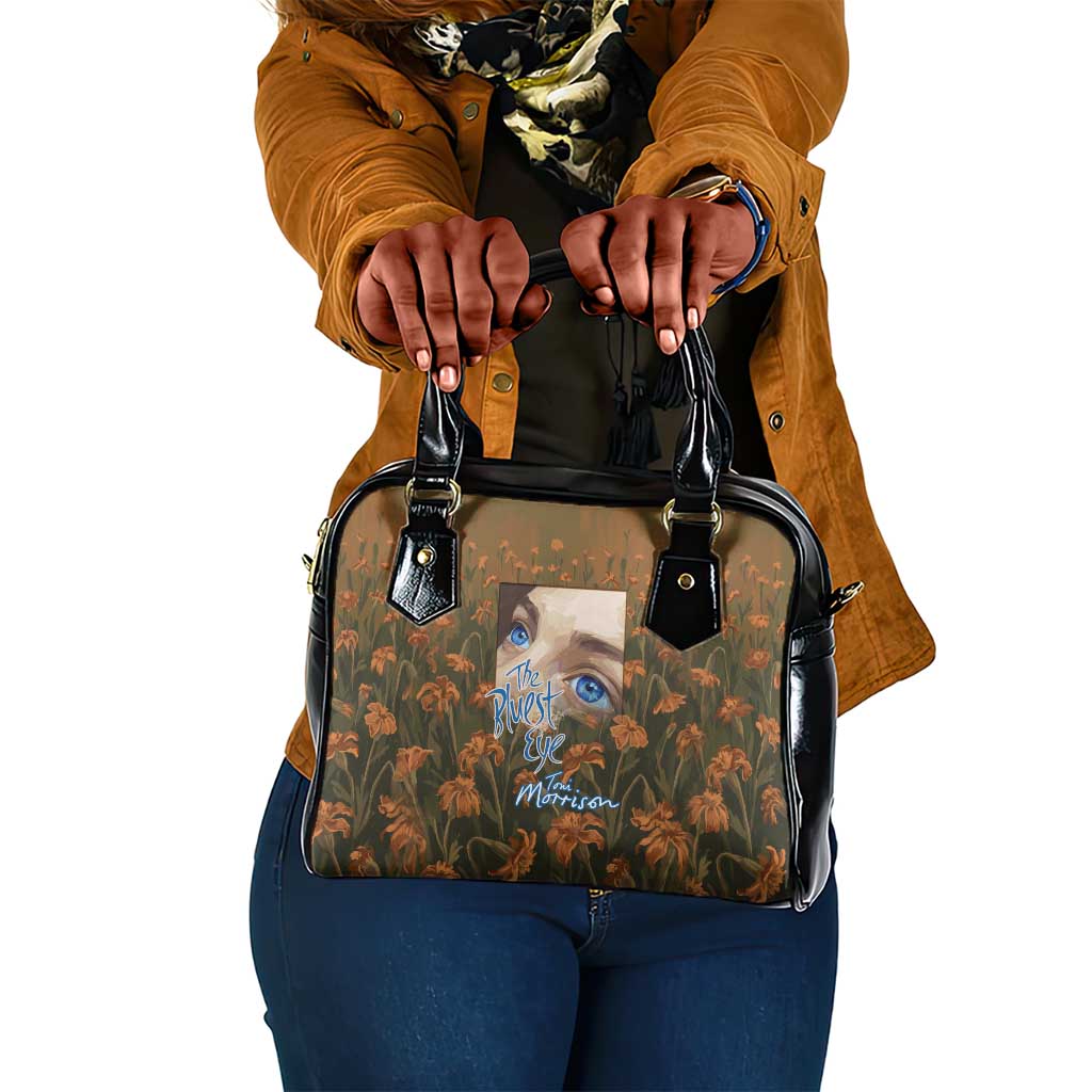 Toni Morrison Shoulder Handbag Floral Themed Design Featuring The Bluest Eye Cover Art Thought-Provoking Quote - Wonder Print Shop