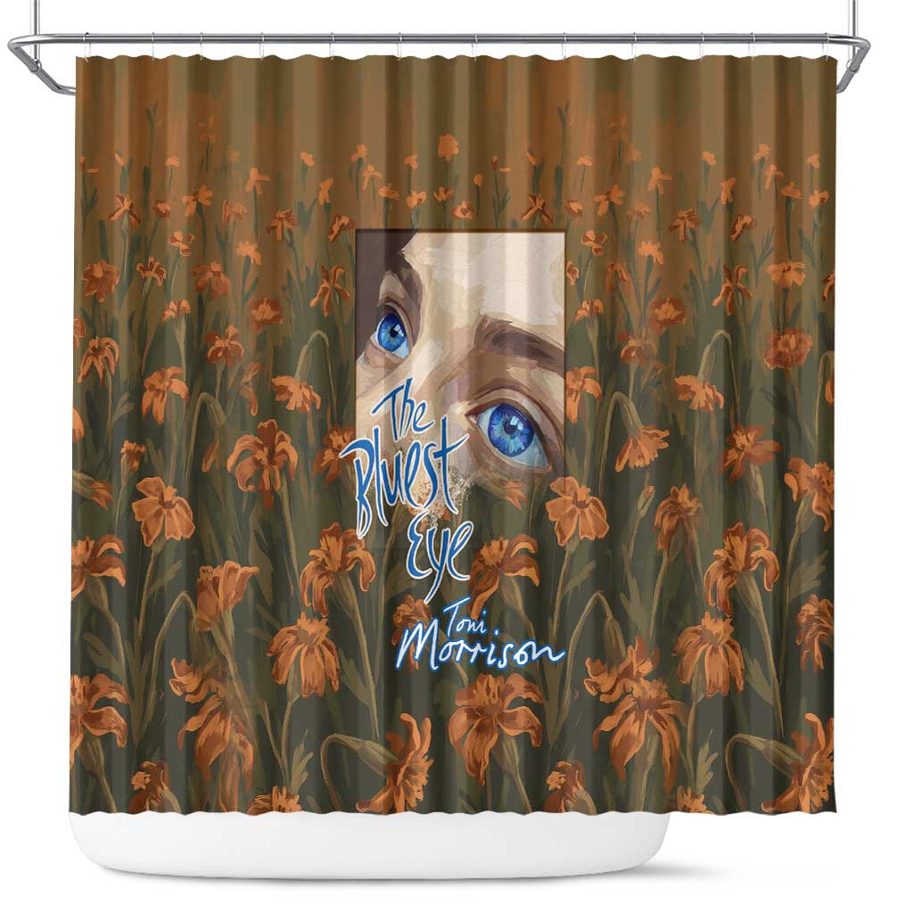 Toni Morrison Shower Curtain Floral Themed Design Featuring The Bluest Eye Cover Art Thought-Provoking Quote - Wonder Print Shop