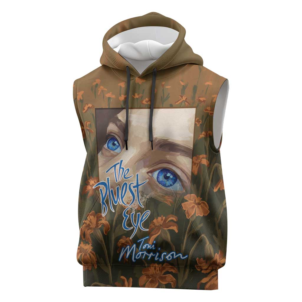 Toni Morrison Sleeveless Hoodie Floral Themed Design Featuring The Bluest Eye Cover Art Thought-Provoking Quote - Wonder Print Shop