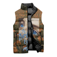 Toni Morrison Sleeveless Puffer Jacket Floral Themed Design Featuring The Bluest Eye Cover Art Thought-Provoking Quote - Wonder Print Shop