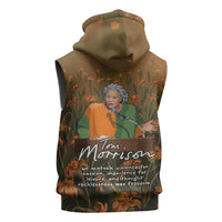 Toni Morrison Sleeveless Zip Hoodie Floral Themed Design Featuring The Bluest Eye Cover Art Thought-Provoking Quote - Wonder Print Shop