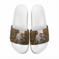 Toni Morrison Slide Sandals Floral Themed Design Featuring The Bluest Eye Cover Art Thought-Provoking Quote - Wonder Print Shop