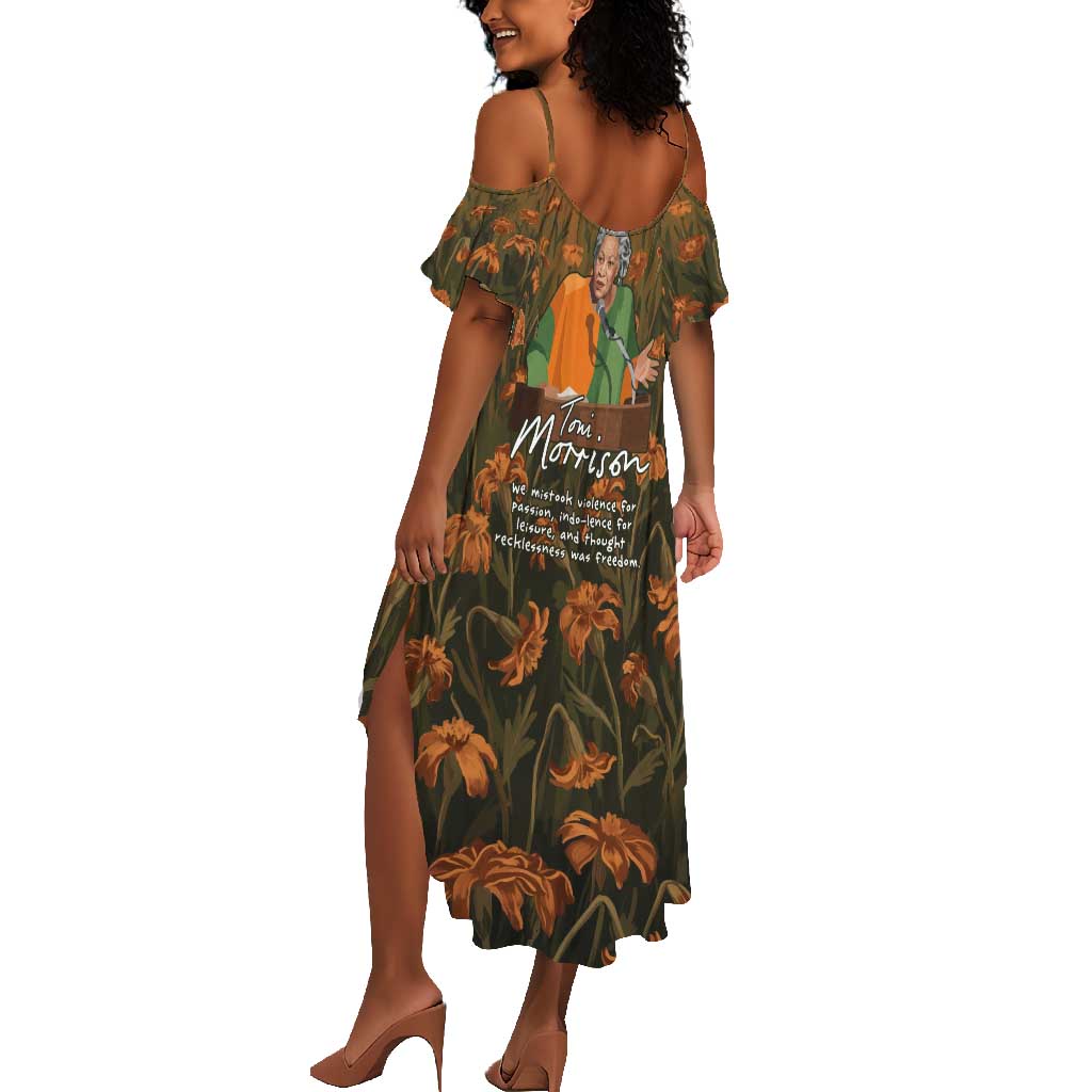 Toni Morrison Summer Maxi Dress Floral Themed Design Featuring The Bluest Eye Cover Art Thought-Provoking Quote - Wonder Print Shop