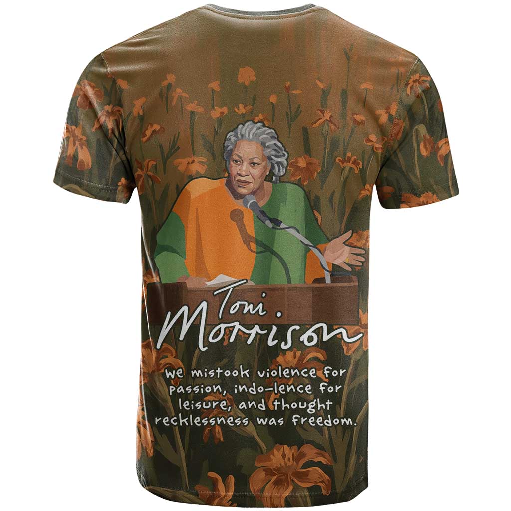 Toni Morrison T shirt Floral Themed Design Featuring The Bluest Eye Cover Art Thought-Provoking Quote - Wonder Print Shop