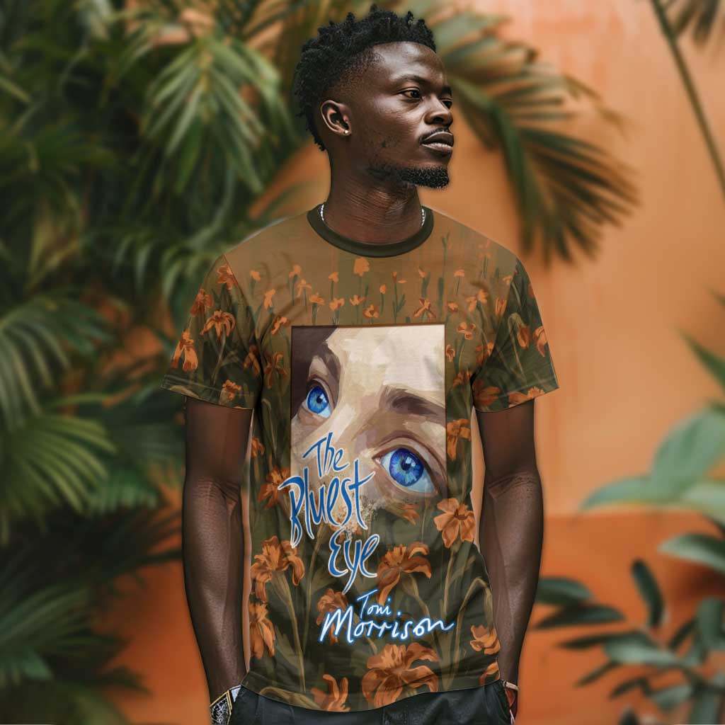 Toni Morrison T shirt Floral Themed Design Featuring The Bluest Eye Cover Art Thought-Provoking Quote - Wonder Print Shop