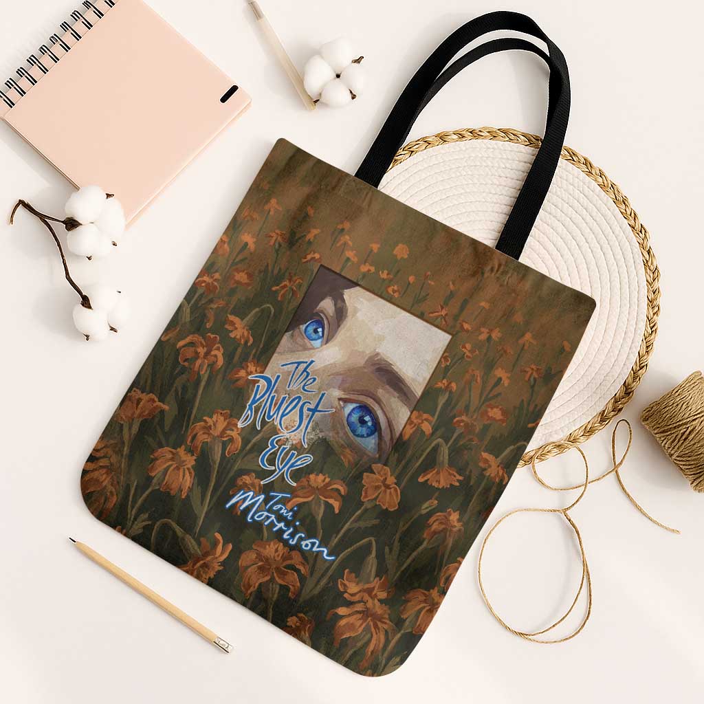Toni Morrison Tote Bag Floral Themed Design Featuring The Bluest Eye Cover Art Thought-Provoking Quote - Wonder Print Shop