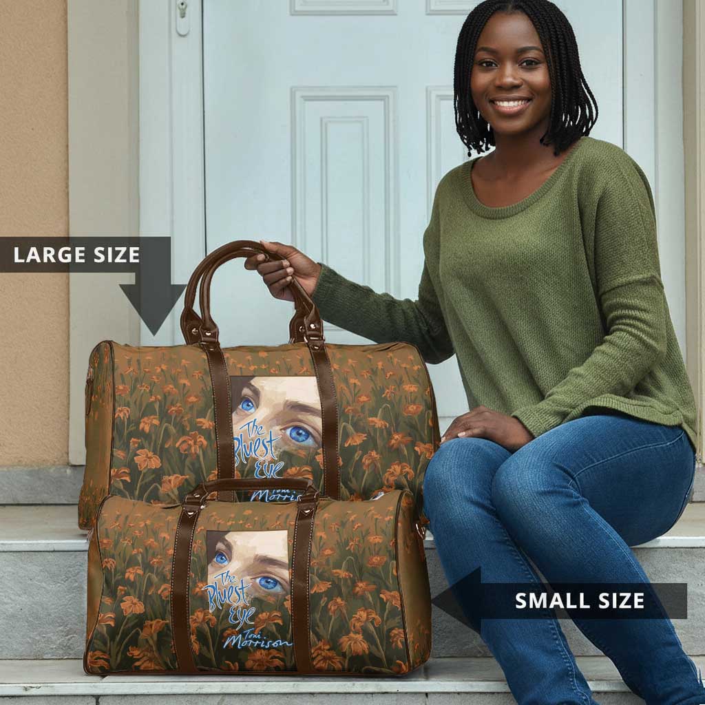 Toni Morrison Travel Bag Floral Themed Design Featuring The Bluest Eye Cover Art Thought-Provoking Quote - Wonder Print Shop