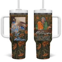 Toni Morrison Tumbler With Handle Floral Themed Design Featuring The Bluest Eye Cover Art Thought-Provoking Quote - Wonder Print Shop